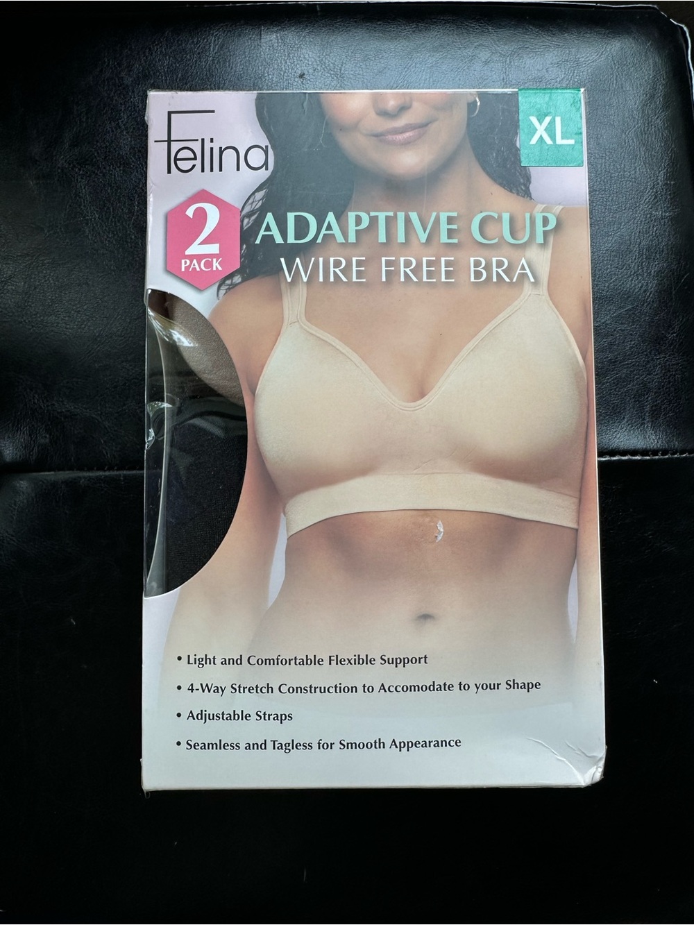 NWT Felina Adaptive Cup Wire-Free Bra - XL, Beige (2 Pack)